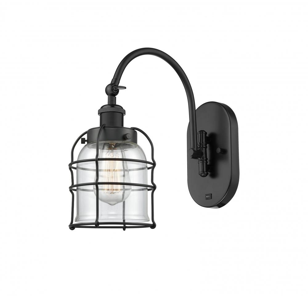 Bell Cage - 1 Light - 6 inch - Matte Black - Adjustable Swing Arm