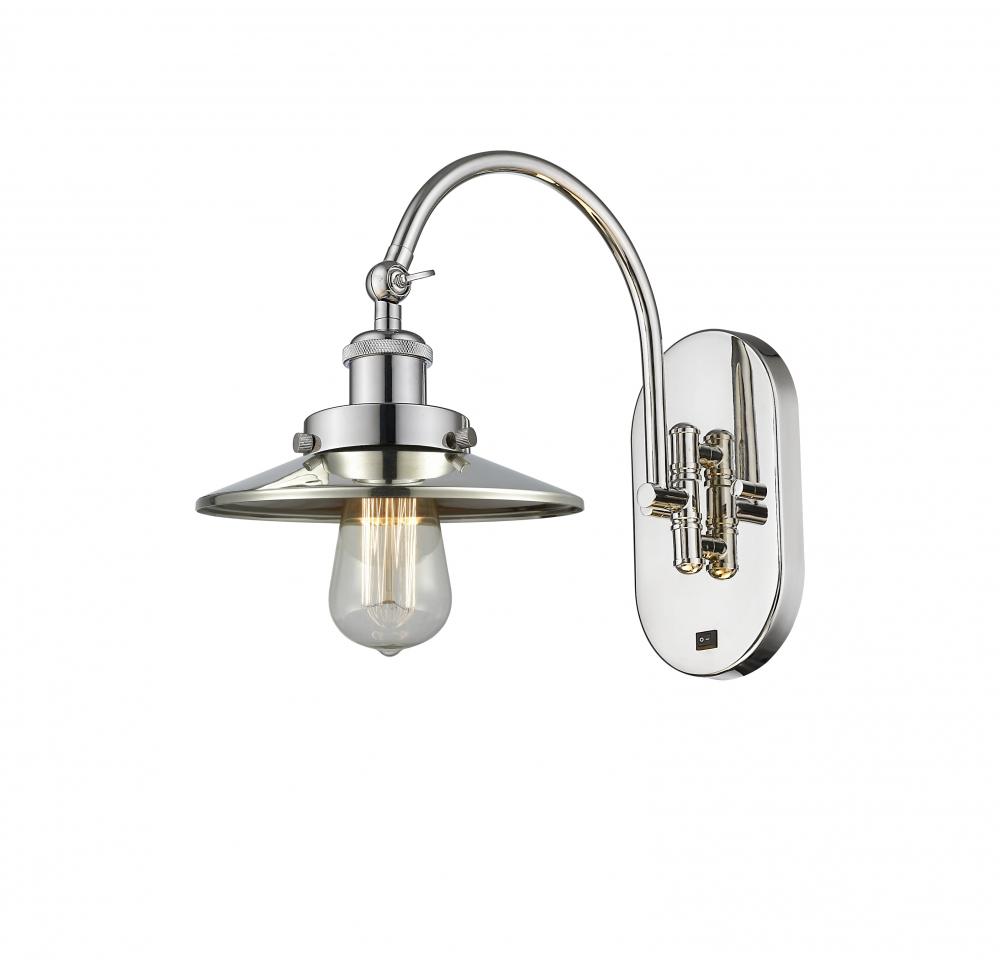 Railroad - 1 Light - 8 inch - Polished Nickel - Adjustable Swing Arm