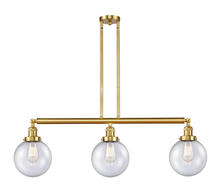 Innovations Lighting 213-SG-G204-8 - Beacon - 3 Light - 41 inch - Satin Gold - Stem Hung - Adjustable Island Light