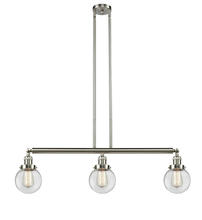 Innovations Lighting 213-SN-G202-6 - Beacon - 3 Light - 39 inch - Brushed Satin Nickel - Stem Hung - Adjustable Island Light