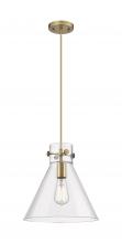 Innovations Lighting 410-1PM-BB-G411-12CL - Newton Cone - 1 Light - 12 inch - Brushed Brass - Cord hung - Pendant