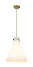 Innovations Lighting 410-1PM-BB-G411-14WH - Newton Cone - 1 Light - 14 inch - Brushed Brass - Cord hung - Pendant