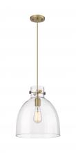 Innovations Lighting 410-1PM-BB-G412-12CL - Newton Bell - 1 Light - 12 inch - Brushed Brass - Cord hung - Pendant