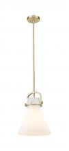 Innovations Lighting 410-1SM-CB-G411-10WH - Newton Cone - 1 Light - 10 inch - Champagne Bronze - Mini Pendant