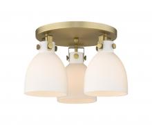 Innovations Lighting 411-3F-BB-G412-7WH - Newton Bell - 3 Light - 18 inch - Brushed Brass - Flush Mount
