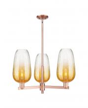 Innovations Lighting 716-3CR-AC-G484-7AM - Brookhaven Flute - 3 Light - 18 inch - Antique Copper - Flush Mount