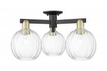 Innovations Lighting 716-3F-BAB-G458-7CL - Preston - 3 Light - 6 inch - Black Antique Brass - Semi-Flush Mount