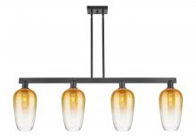 Innovations Lighting 716-4I-BK-G484-7AM - Brookhaven Flute - 4 Light - 48 inch - Matte Black - Cord hung - Island Light