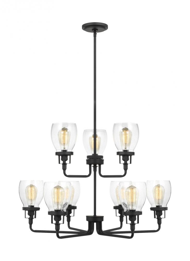 Belton transitional 9-light indoor dimmable ceiling chandelier pendant light in midnight black finis