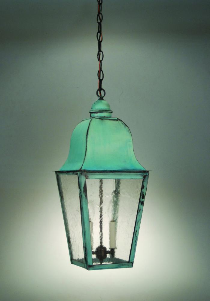 Hanging Fixture  Dark Brass Finish  2 Candelabra Sockets  Clear Seedy Glass